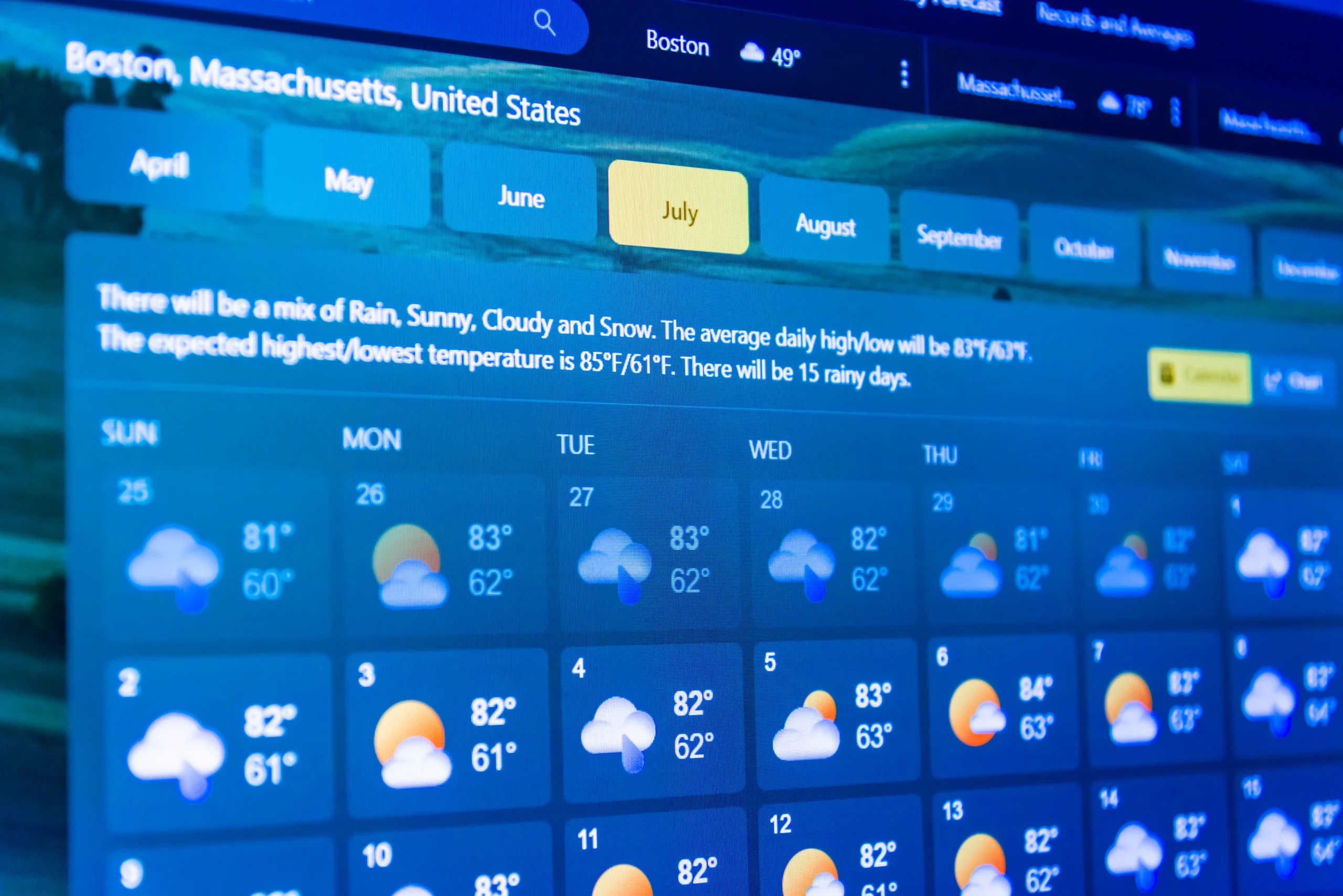Pantalla meteorológica para medios de comunicación